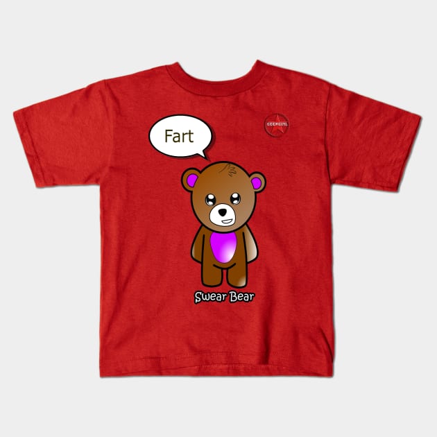 Geek Girl - SwearBear - Fart Kids T-Shirt by AdeGee